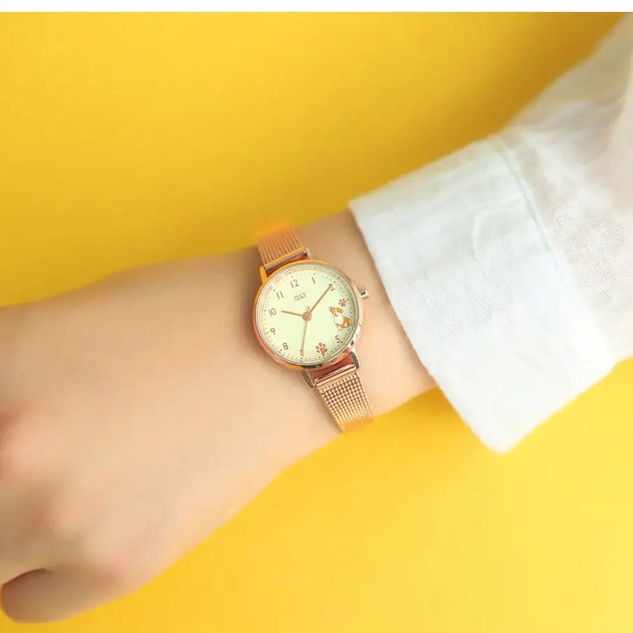 OST - My Little Friends - Welsh Corgi Rose Gold Mesh Watch - My Little Friends - Jewelry - Harumio