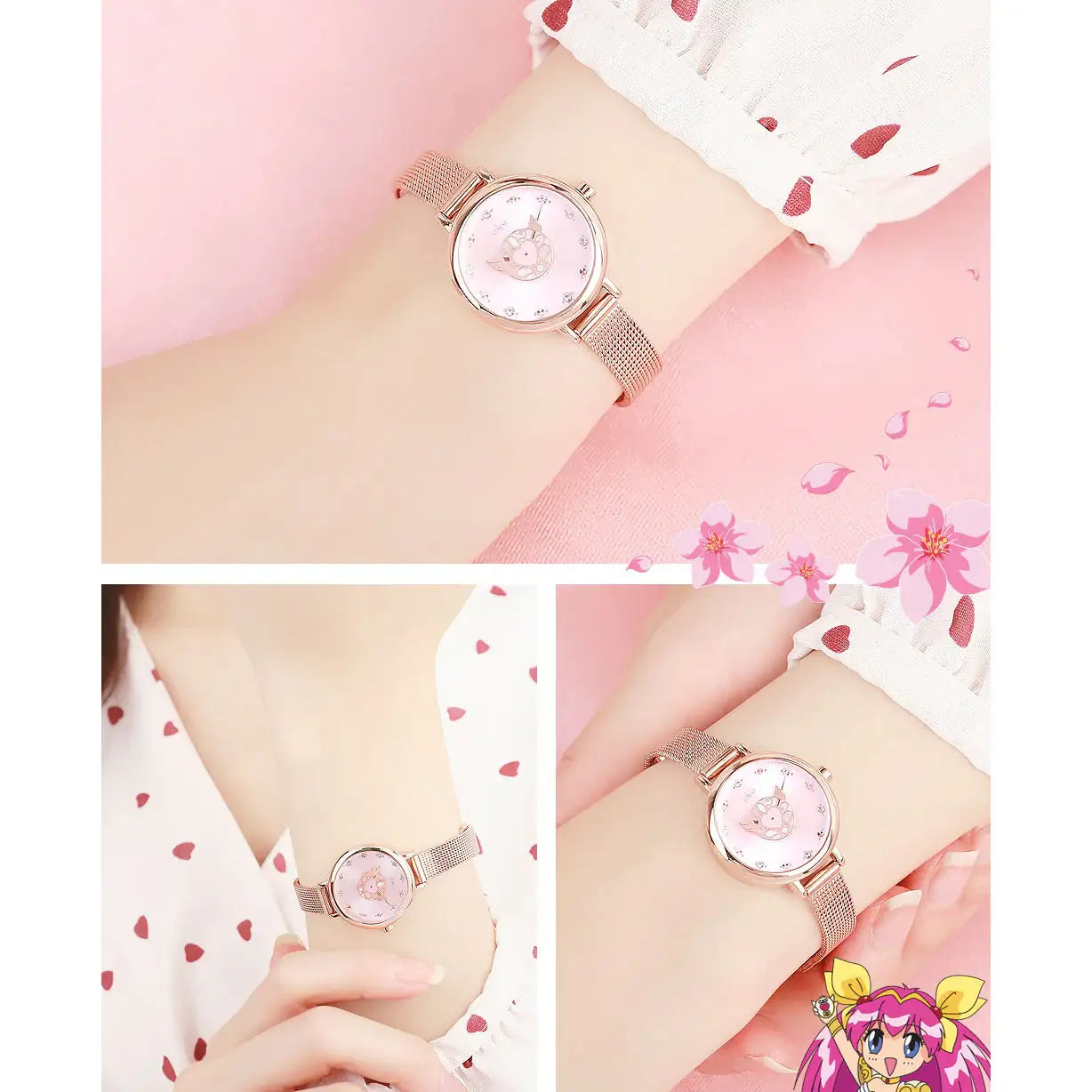 Wedding Peach x CLUE - Rose Gold Mesh Watch - Angel of Love - Wedding Peach x CLUE - Jewelry - Harumio