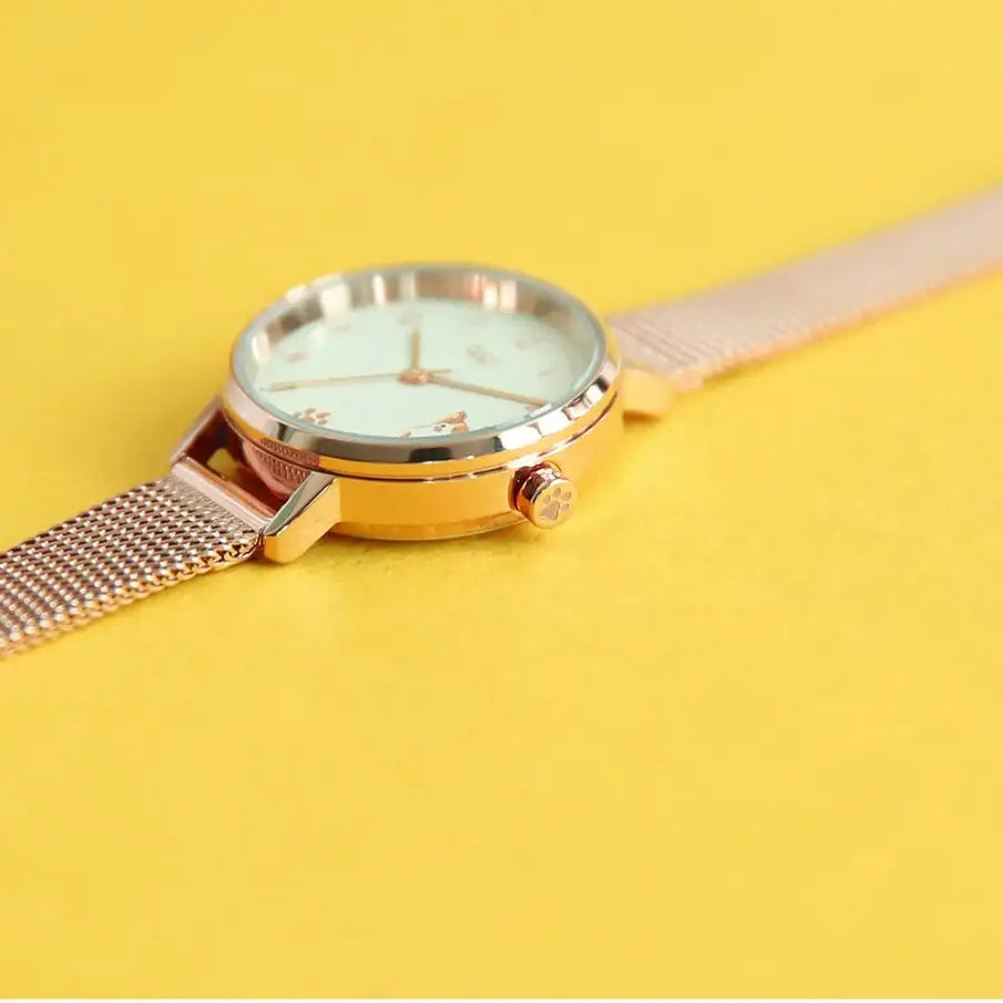 OST - My Little Friends - Welsh Corgi Rose Gold Mesh Watch - My Little Friends - Jewelry - Harumio