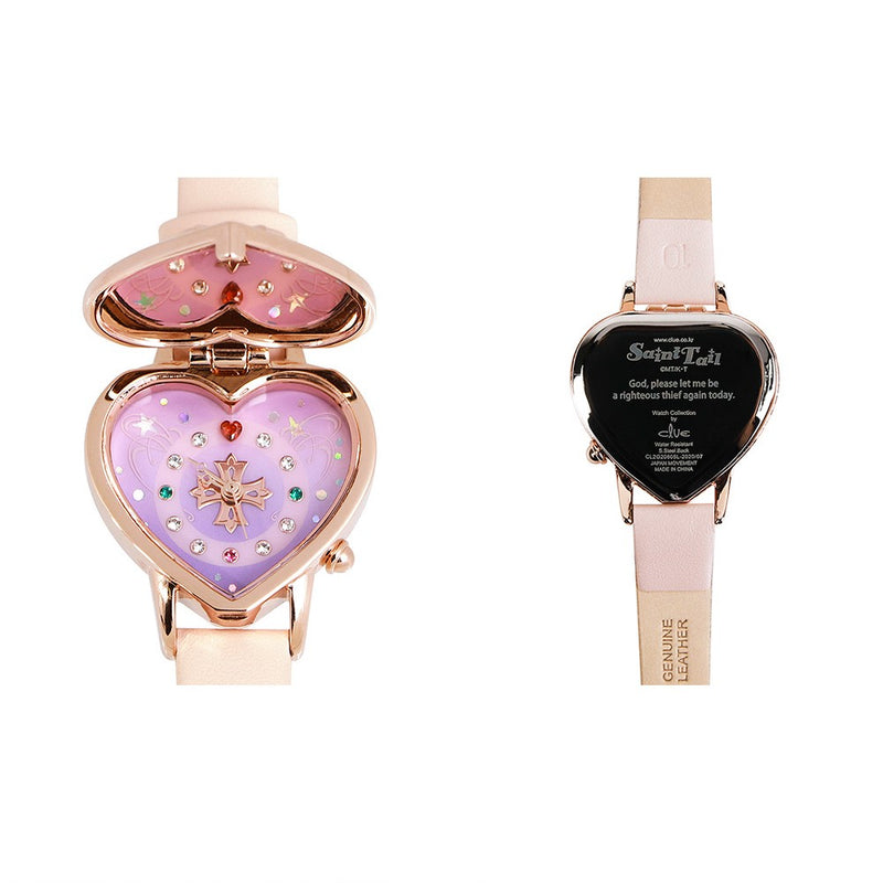 CLUE x Saint Tail - Cologne Heart Baby Rocket Pink Leather Watch