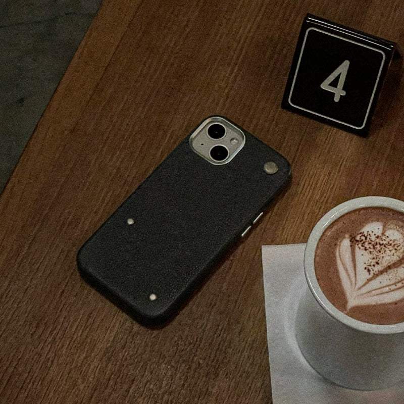 proper belongings - Round Studs Leather Case (iPhone) - proper belongings - Cases - Harumio