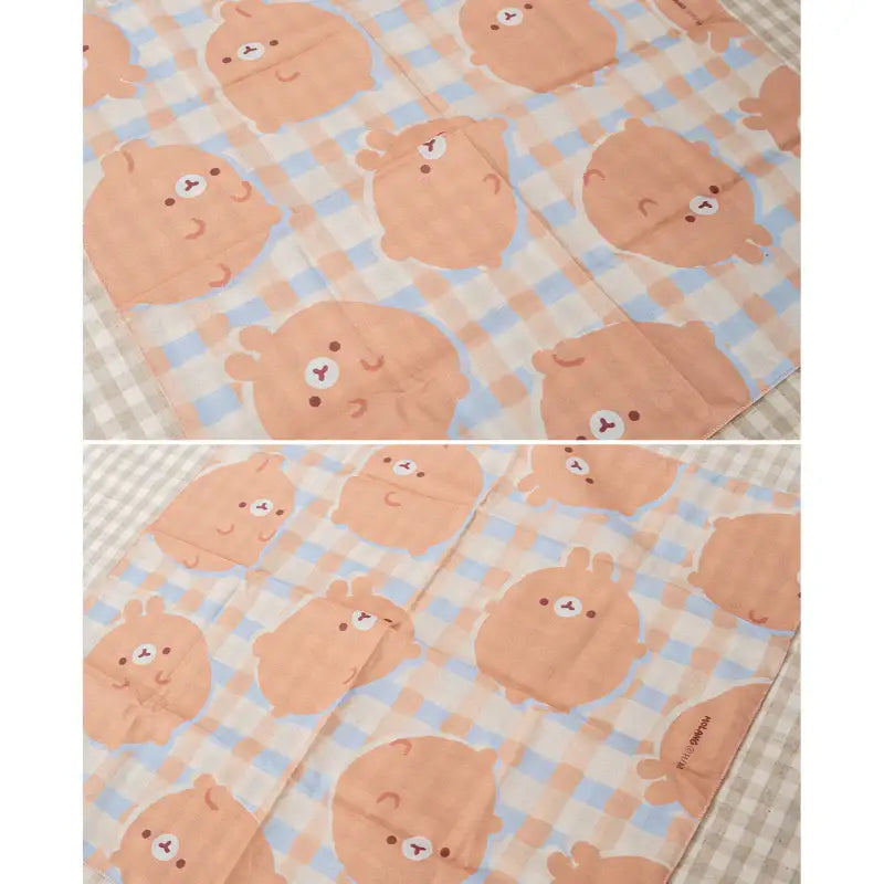 Molang - Caramel Checkered Handkerchief - Molang - Handkerchief - Harumio