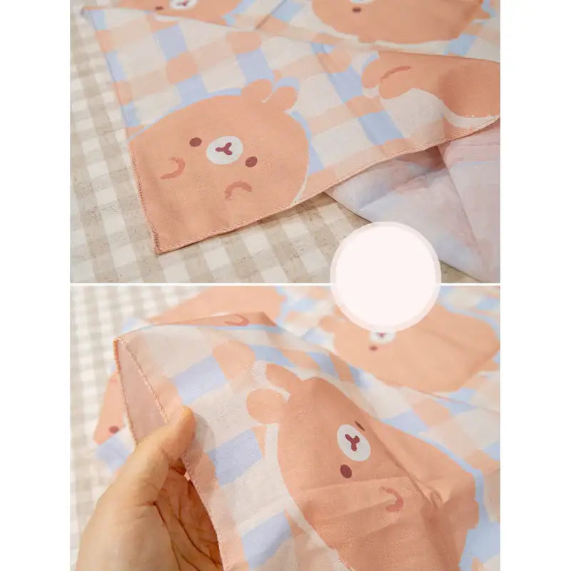 Molang - Caramel Checkered Handkerchief - Molang - Handkerchief - Harumio