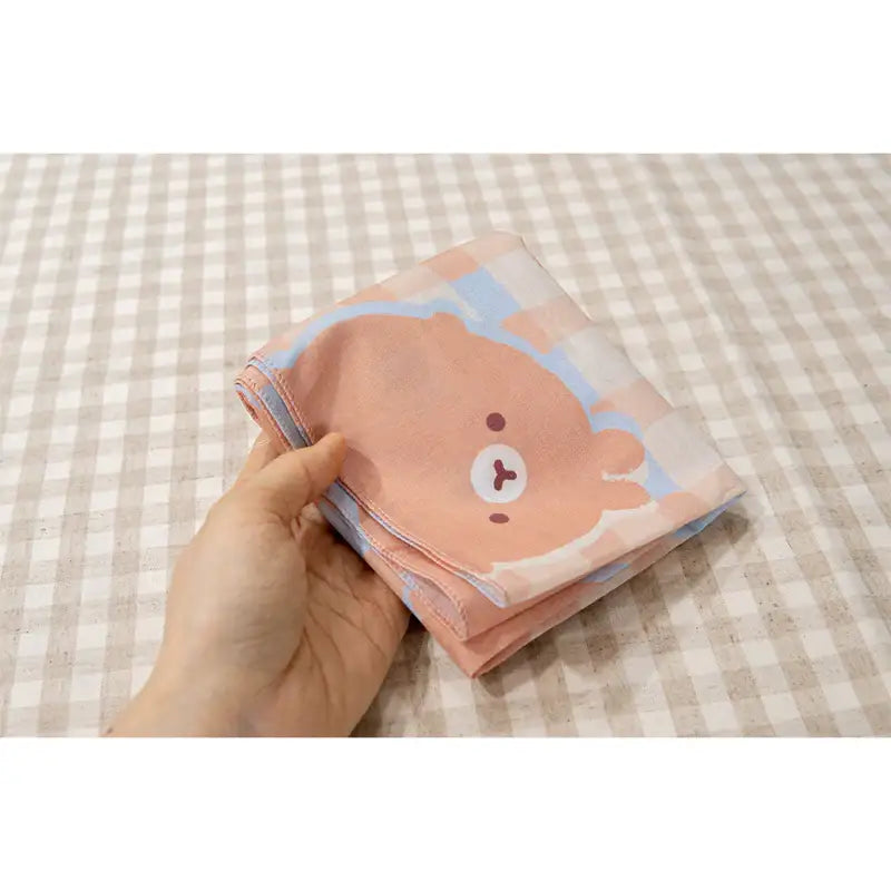 Molang - Caramel Checkered Handkerchief - Molang - Handkerchief - Harumio
