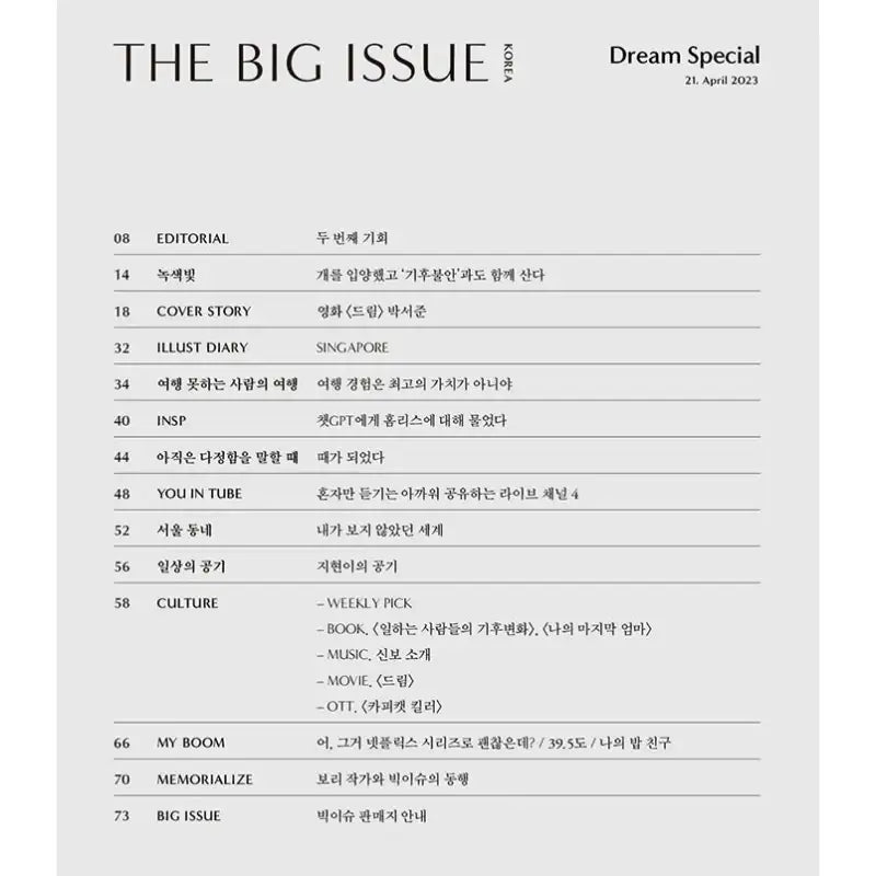 Big Issue - No.298 2023 - Dream Special Issue Magazine Cover Park Seo-joon / IU - Big Issue Korea - Magazine - Harumio