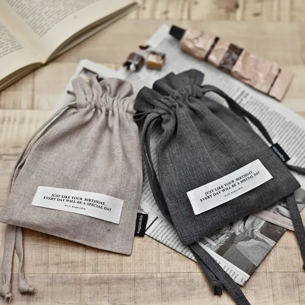 August8th - Birthday Linen Bucket Pouch - August8th - Accessories - Harumio