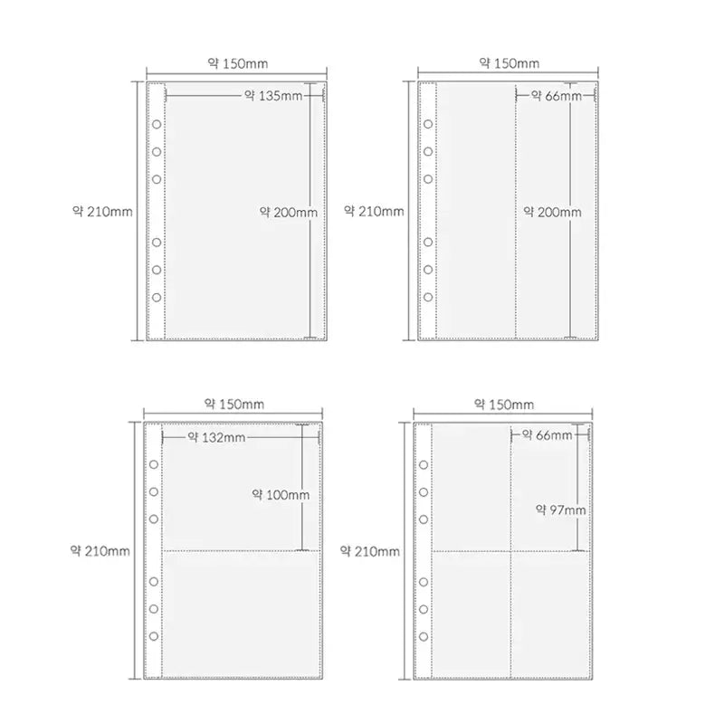 Yudaeng - A5 - 6 Hole Diary Translucent PVC Storage Inlay - Yudaengdotcom - Binder Pockets - Harumio