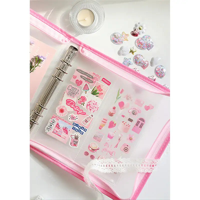 Yudaeng - Wide A5 - Translucent Zipper Square Cover Binder - Yudaengdotcom - File Storage - Harumio