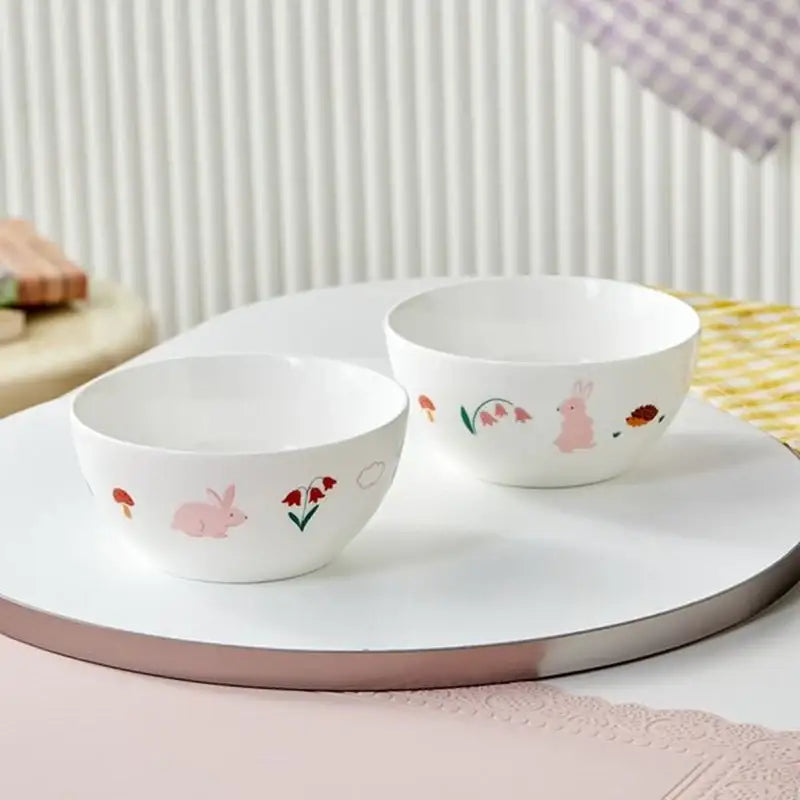 Korean My Rabbit - Porcelain Bowl 2P Set - Modern House - Bowls - Harumio