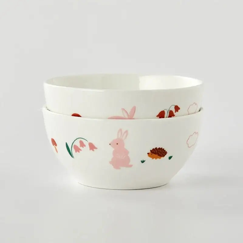Korean My Rabbit - Porcelain Bowl 2P Set - Modern House - Bowls - Harumio