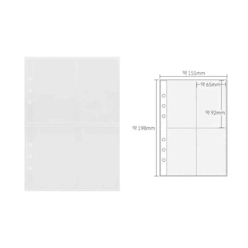 Yudaeng - A5 - 6 Hole Diary Clear File Storage Inlay - Yudaengdotcom - Binder Pockets - Harumio