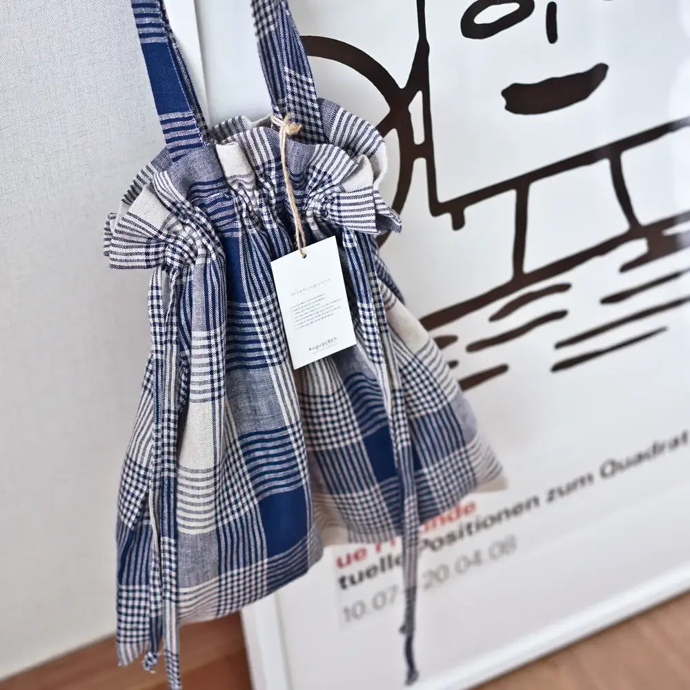 August8th - French Check Linen Bucket Bag - August8th - Accessories - Harumio