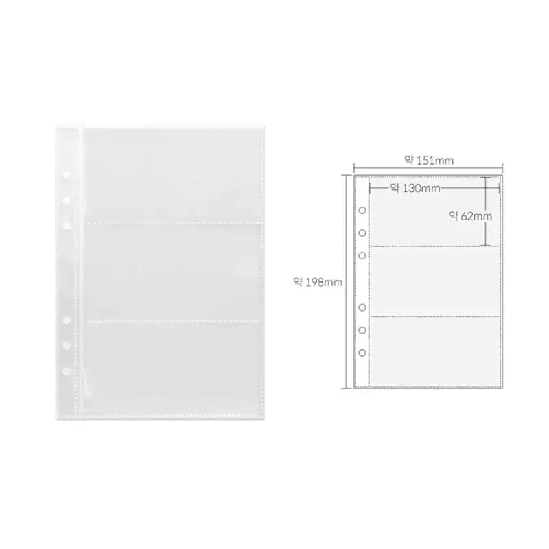 Yudaeng - A5 - 6 Hole Diary Clear File Storage Inlay - Yudaengdotcom - Binder Pockets - Harumio