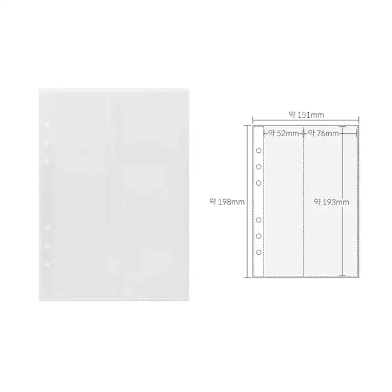 Yudaeng - A5 - 6 Hole Diary Clear File Storage Inlay - Yudaengdotcom - Binder Pockets - Harumio