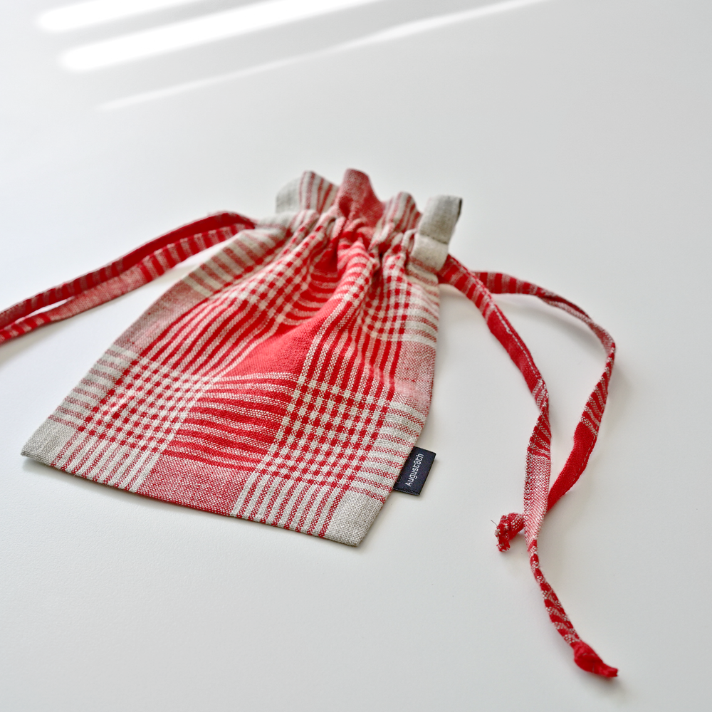 August8th - French Check Linen Bucket Pouch