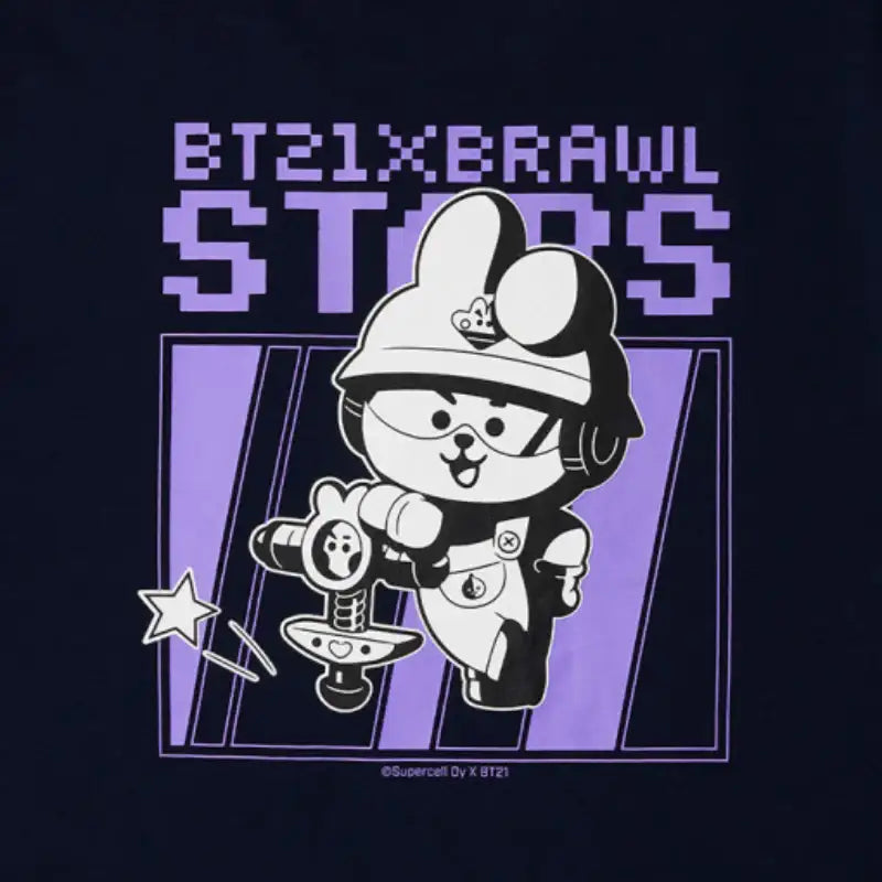 BT21 x Brawl Stars - Navy Short Sleeve T-shirt - LINE FRIENDS - Clothing - Harumio