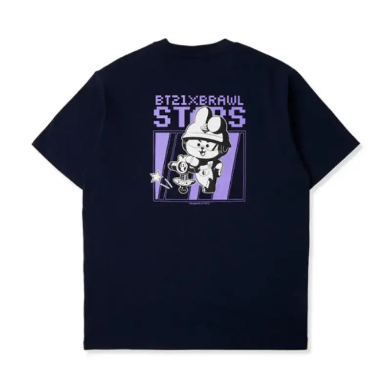 BT21 x Brawl Stars - Navy Short Sleeve T-shirt - LINE FRIENDS - Clothing - Harumio