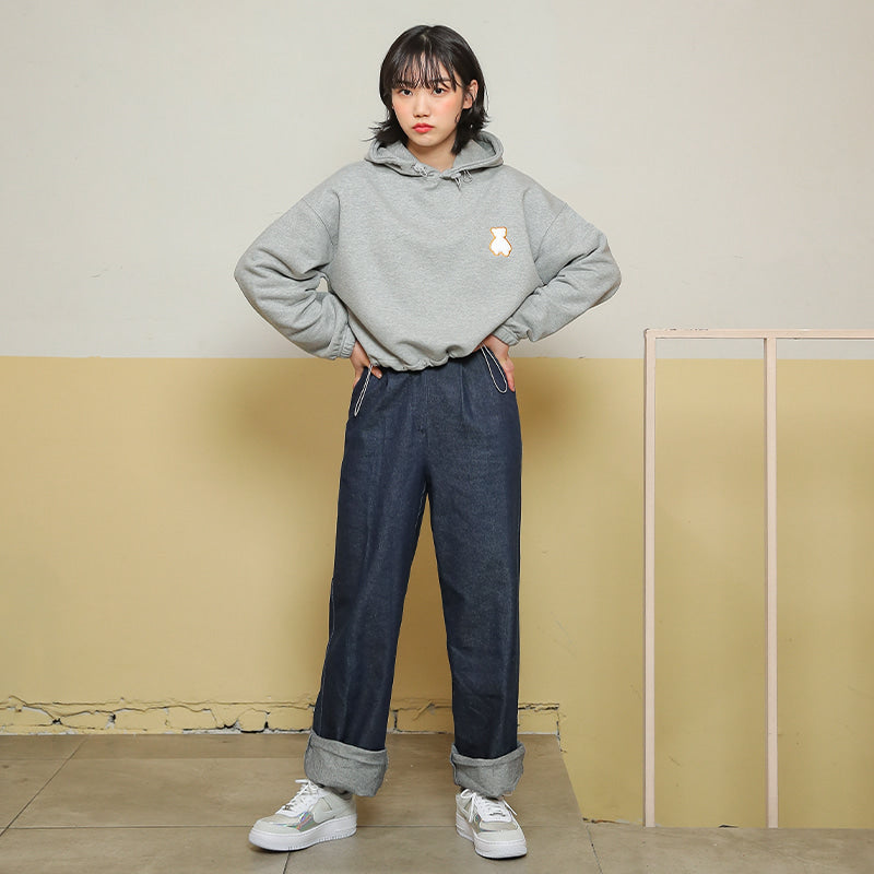 AQO - Bear Logo Crop Hoodie