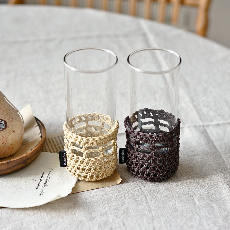 August8th - Glass Set with Handmade Knitted Holder