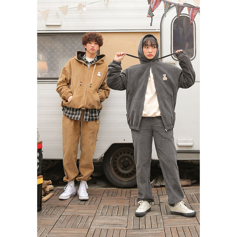 AQO - Bear Logo Corduroy Banding Pants