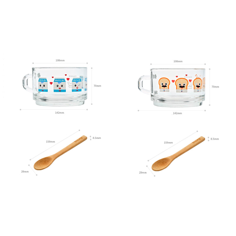 Glasslock x Bread Barbershop - Cereal Mug & Wooden Spoon Set