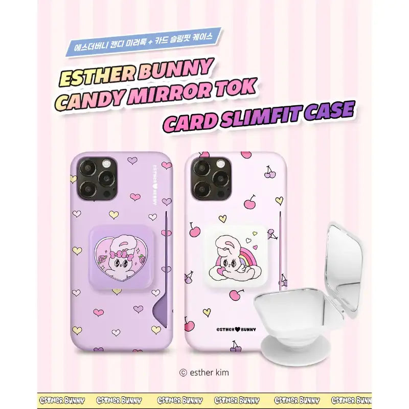 Esther Bunny - Candy Mirror Tok + Card Slim Fit Phone Case Set - Esther Bunny - Phone Cases - Harumio