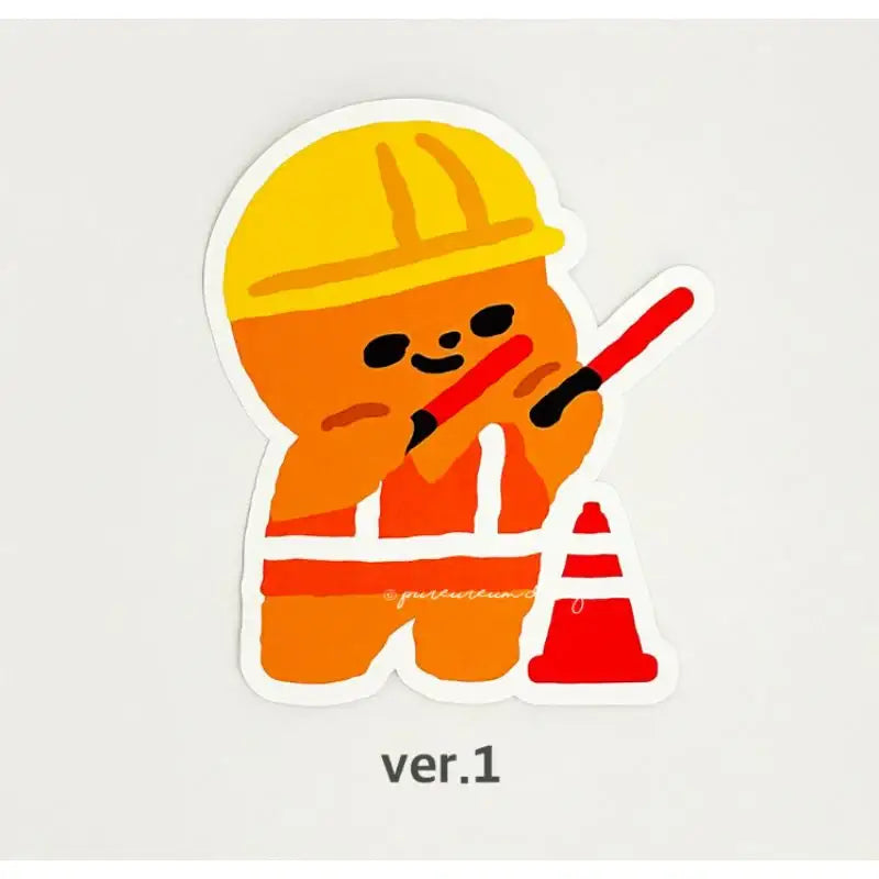 Pureureumdesign - Cupid Bear construction site removable piece sticker - Pureureumdesign - Sticker - Harumio