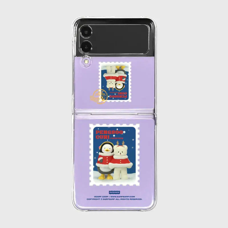 Earpearp x Pengsoo - Stamp Pengsoo and Cuni Galaxy Z Flip Clear Hard Case - Earpearp x Pengsoo - Phone Case - Harumio