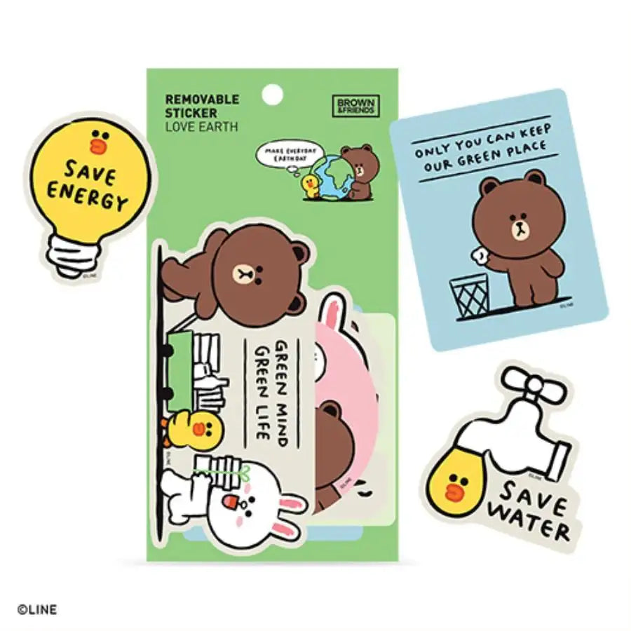 Monopoly x LINE - Brown and Friends - Removable Sticker Love Earth - Monopoly - Accesories - Harumio