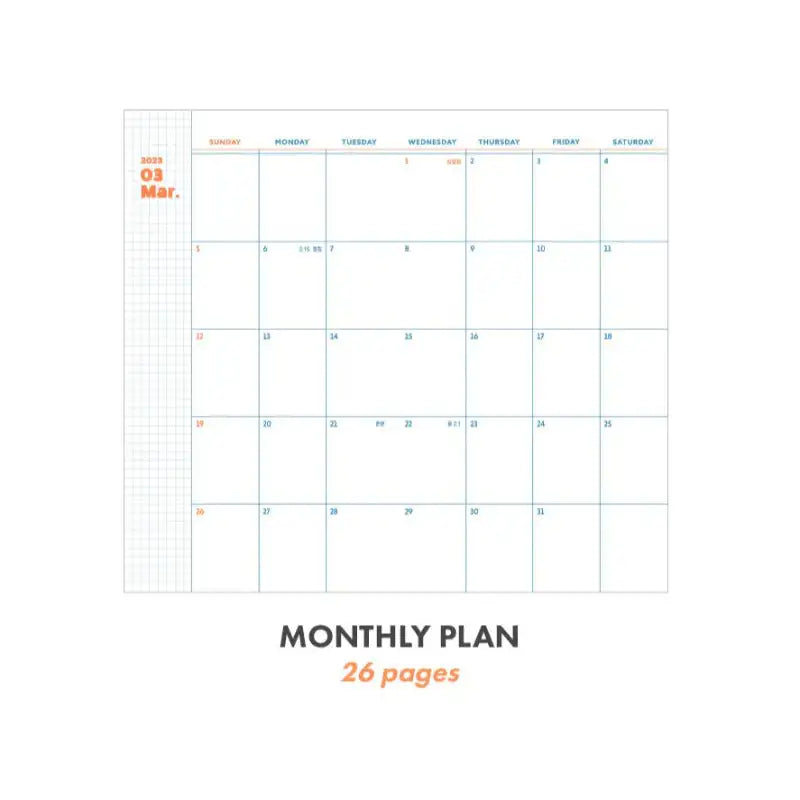 ICONIC - 2023 Record-On Monthly Slim Diary - ICONIC - Diary - Harumio