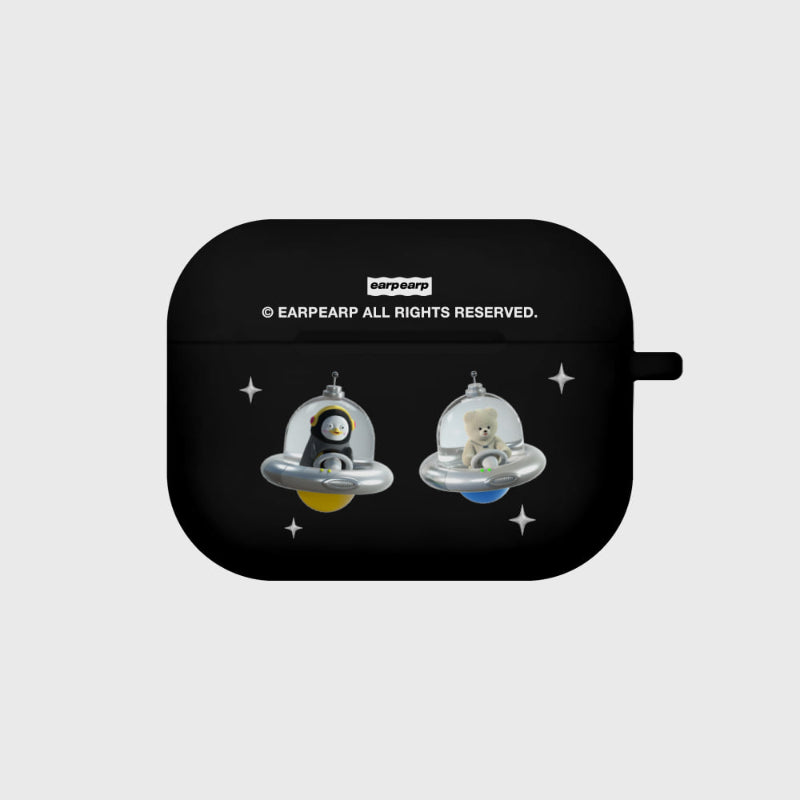 Earpearp x Pengsoo - Spaceship Friends AirPods Pro Clear jelly Case (Black)
