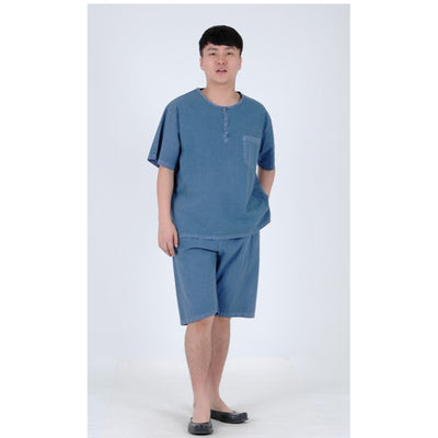 ZIJANGSA - Unisex Modern Hanbok Short Sleeve Shirt & Shorts Set