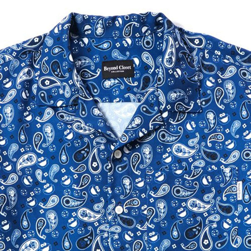 Beyond Closet x Sesame Street - Paisley Print Short Sleeve Shirt - Blue