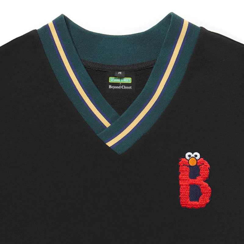 Beyond Closet x Sesame Street - Alphabet B Elmo Preppy Vest - Black