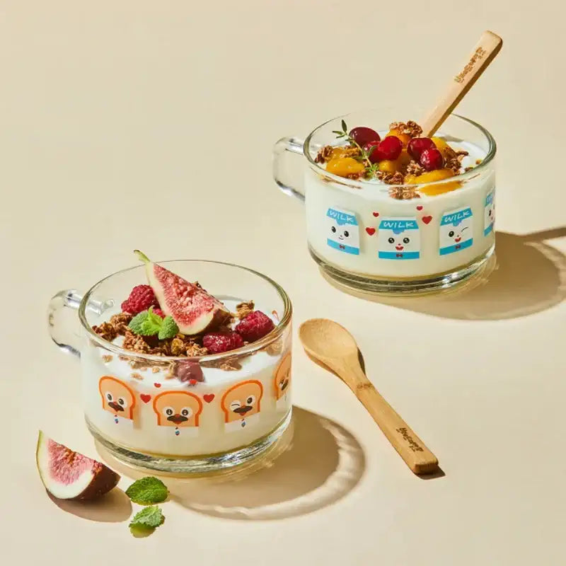 Glasslock x Bread Barbershop - Cereal Mug & Wooden Spoon Set - Glasslock - Cereal Mug - Harumio