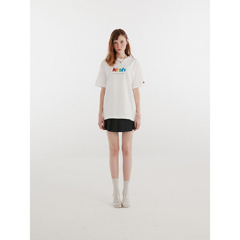 Kirsh - Glitter Rainbow Logo T-Shirt - White