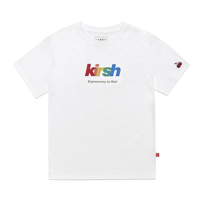Kirsh - Glitter Rainbow Logo T-Shirt - White