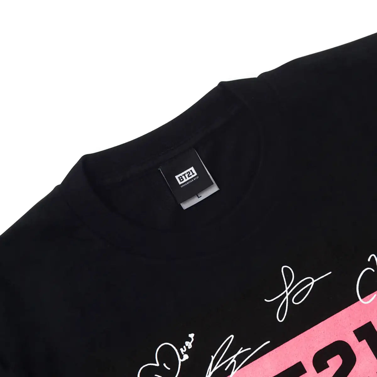 BT21 - BITE - Pink Collection - Black Logo Short Sleeve T-Shirt - BT21 - Clothes - Harumio