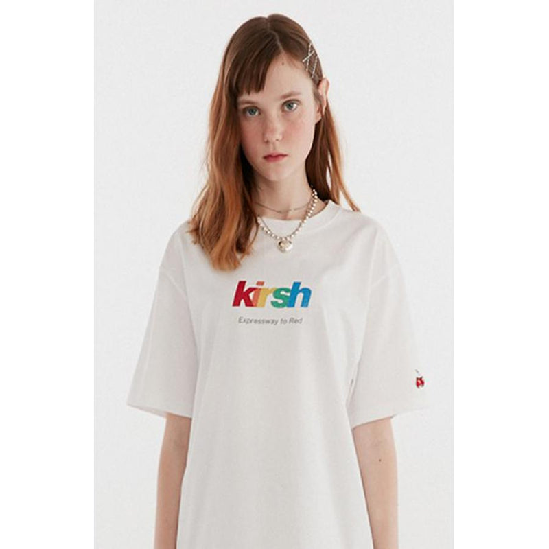 Kirsh - Glitter Rainbow Logo T-Shirt - White