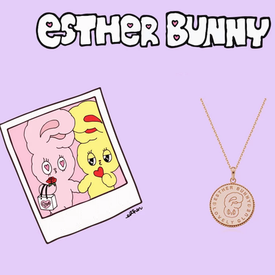 Clue X Esther Bunny - Roseholic Unbalanced Coin Silver Necklace