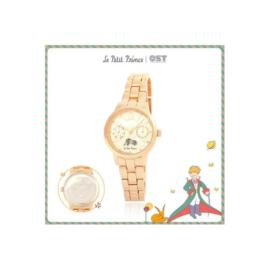 Le Petit Prince x OST - Elephant-Eating Boa Snake Moon Phase Rose Gold Metal Watch - OST - Watches - Harumio