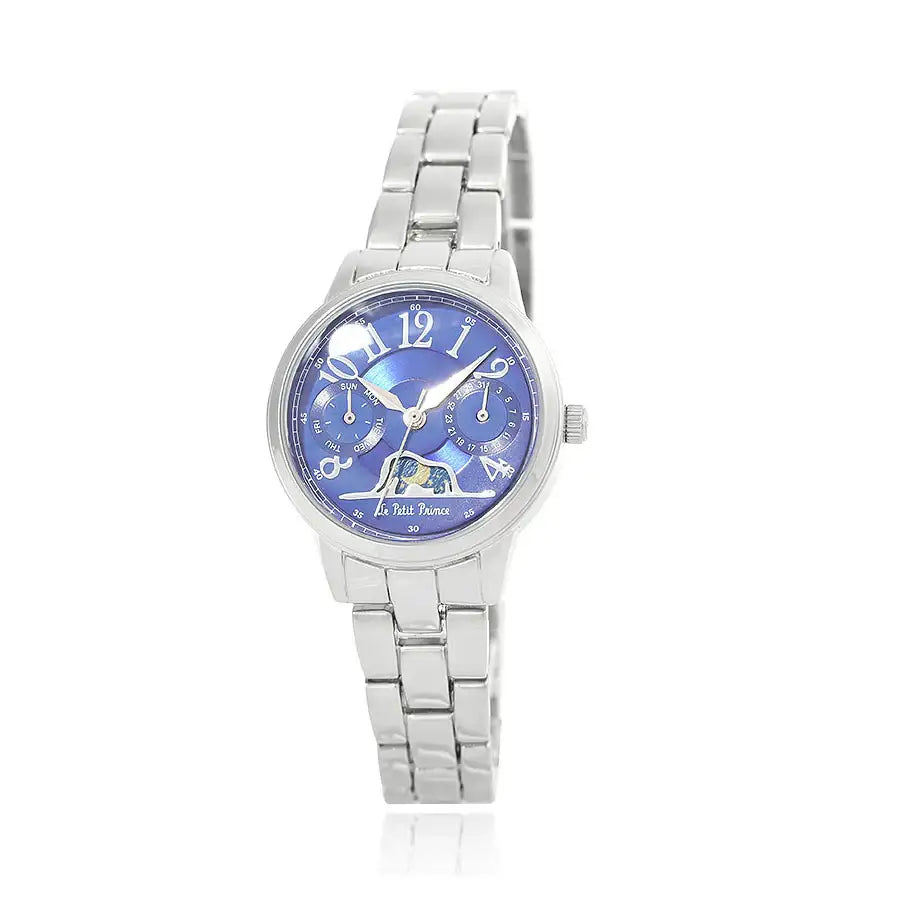 Le Petit Prince x OST - Elephant-Eating Boa Snake Moon Phase Silver Metal Watch - OST - Watches - Harumio