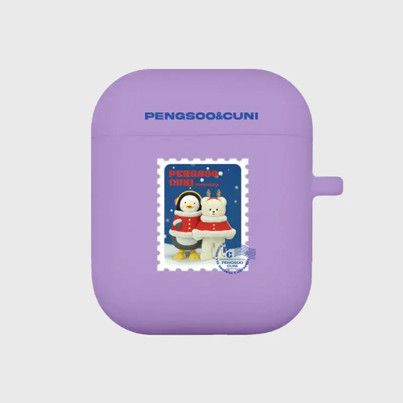 Earpearp x Pengsoo - Stamp Pengsoo and Cuni AirPods/AirPods Pro Clear Jelly Case (Purple) - Earpearp x Pengsoo - AirPods Case - Harumio