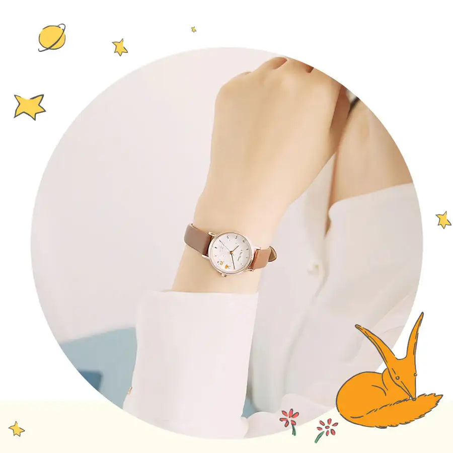 Le Petit Prince x OST - Le Petit Prince and Fox Woman Leather Watch - OST - Watches - Harumio