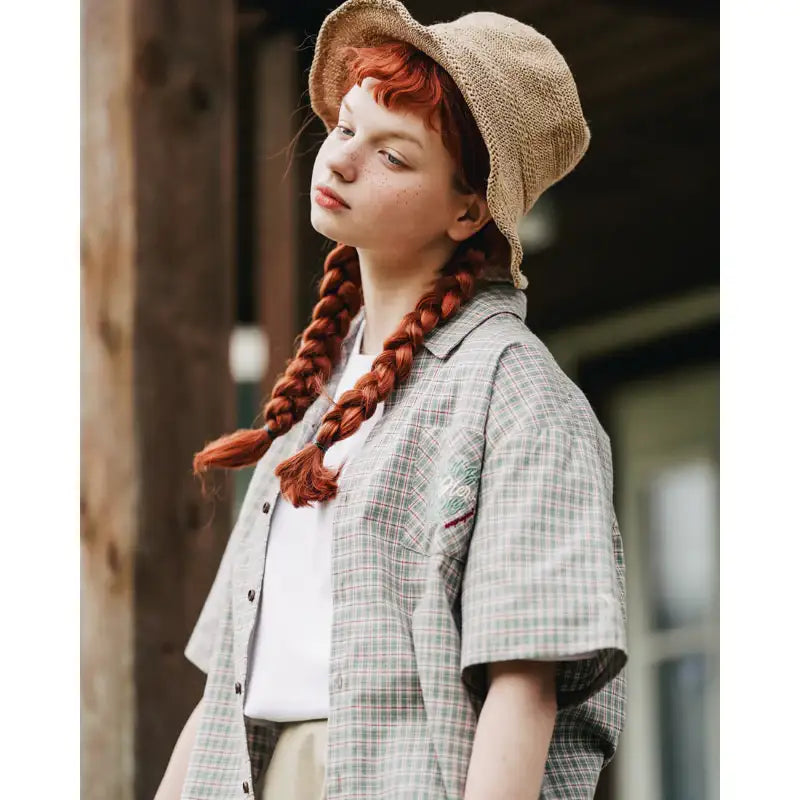 WVProject x Anne of Green Gables - Checkered Short Sleeve Shirt - WVProject - Shirts - Harumio