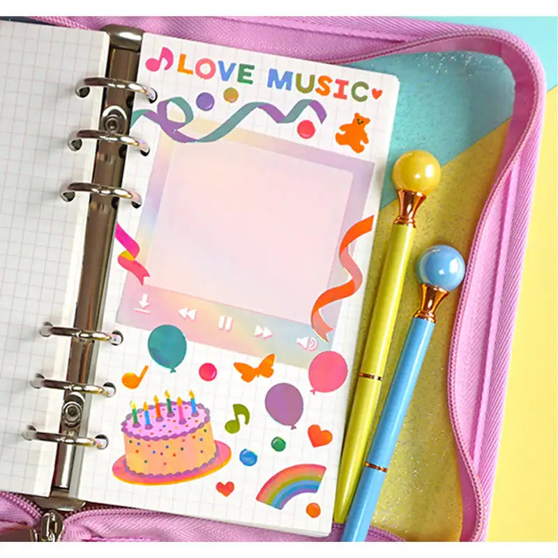 Yudaeng - A5/A6 - Glitter 6 Holes Diary Zipper Pouch Cover - Yudaengdotcom - File Storage - Harumio