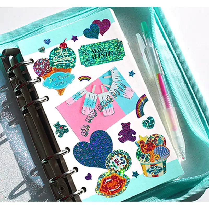 Yudaeng - A5/A6 - Glitter 6 Holes Diary Zipper Pouch Cover - Yudaengdotcom - File Storage - Harumio