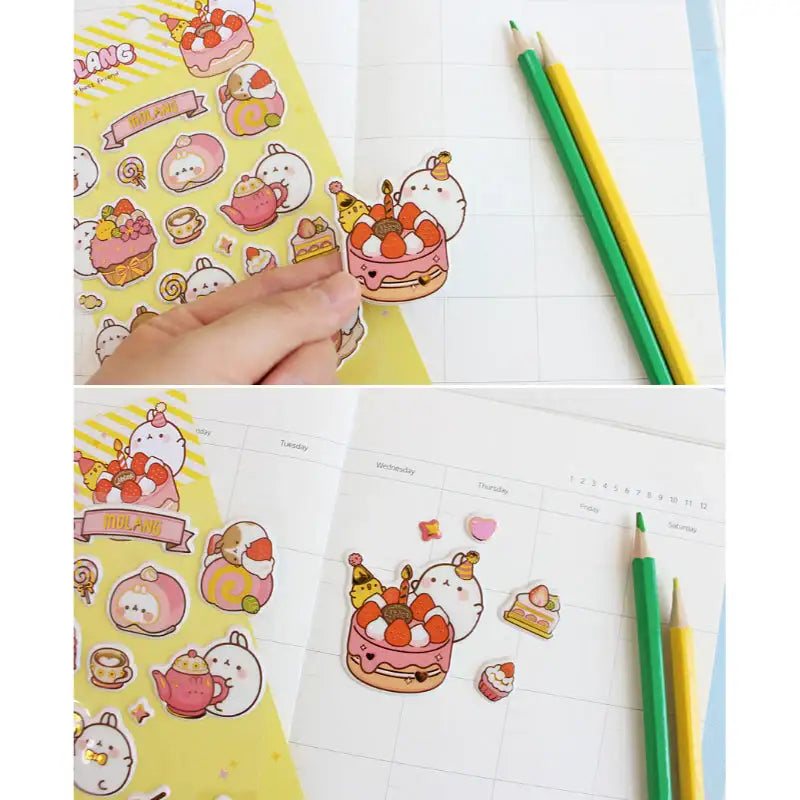Molang - Gold Box Sticker - Molang - Decorative Stickers - Harumio