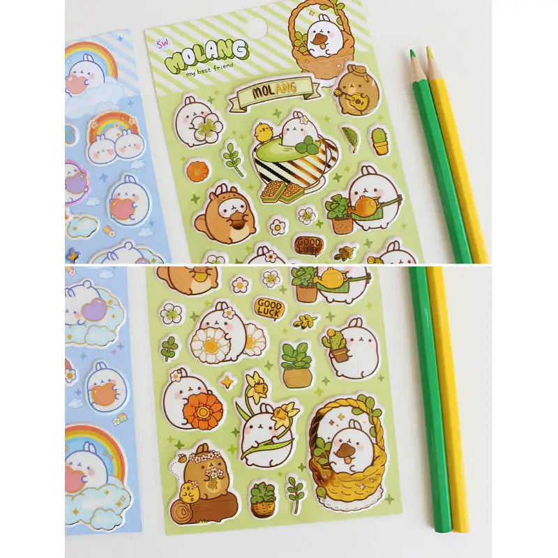 Molang - Gold Box Sticker - Molang - Decorative Stickers - Harumio