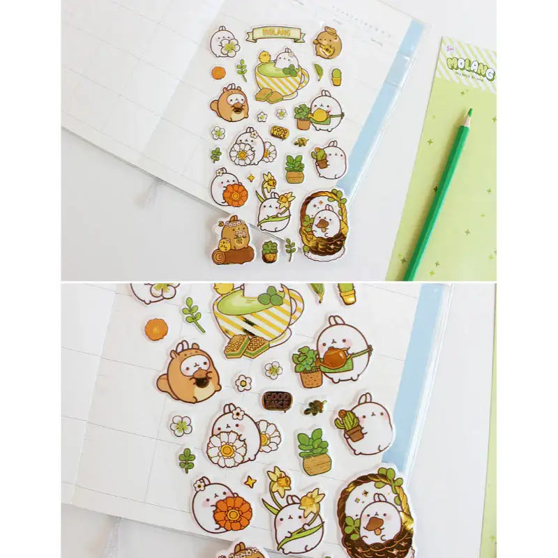 Molang - Gold Box Sticker - Molang - Decorative Stickers - Harumio